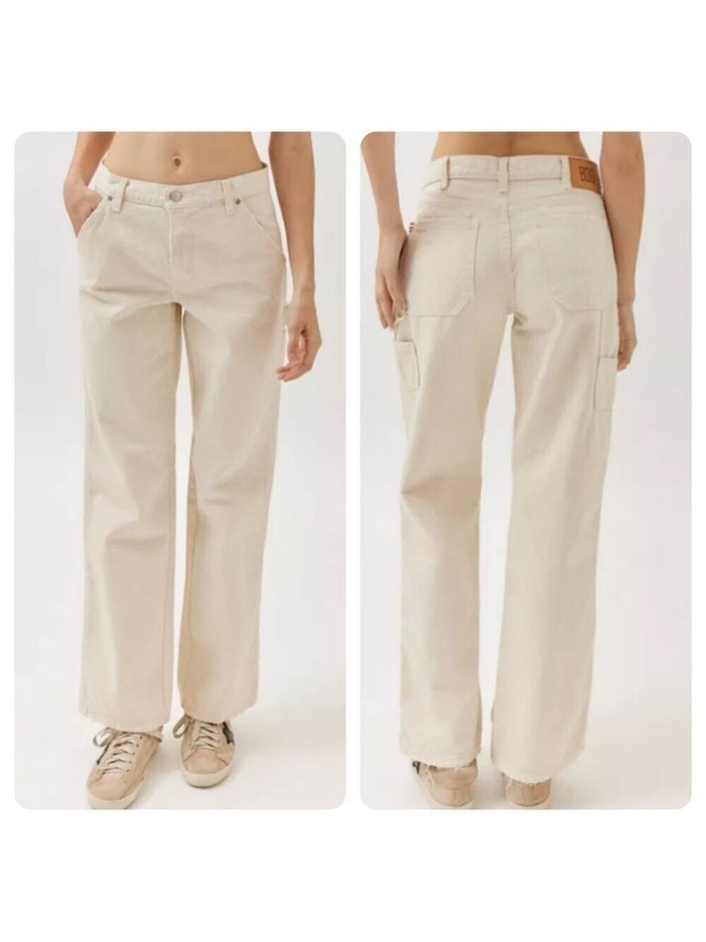 BDG Urban Outfitters Carpenter Utility Corduroy Pants Jeans Cream Mid Rise 28